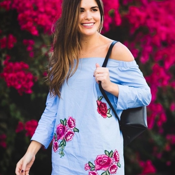 ZARA | Embroidered Off Shoulder Tunic Dress - Picture 5 of 5